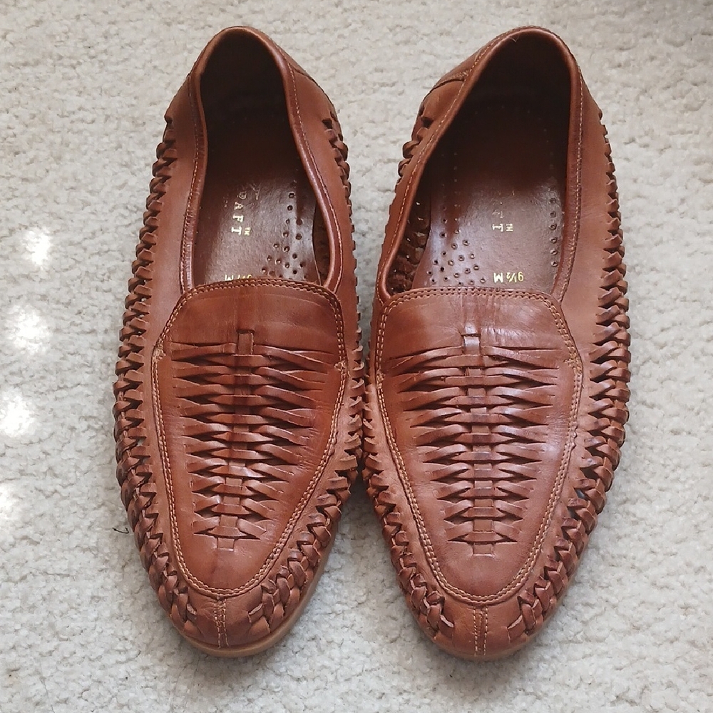 Towncraft Woven Leather Brown Loafers Men's 9.5